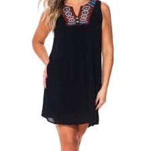 Luxology Multi-Color Beaded V-neck Sleeveless Minidress Size 2X Black EUC